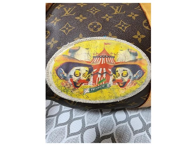 Louis Vuitton Keepall Bandoulière 50 Monogram Patches Marrone Beige - vista 15