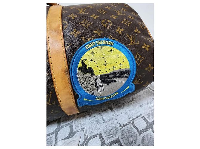 Louis Vuitton Keepall Bandoulière 50 Monogram Patches Marrone Beige - vista 16