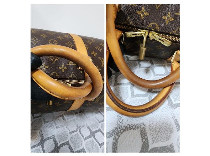 Louis Vuitton Keepall Bandoulière 50 Monogram Patches Marrone Beige - vista 6