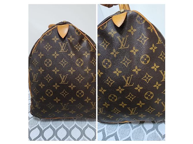 Louis Vuitton Keepall Bandoulière 50 Monogram Patches Marrone Beige - vista 7