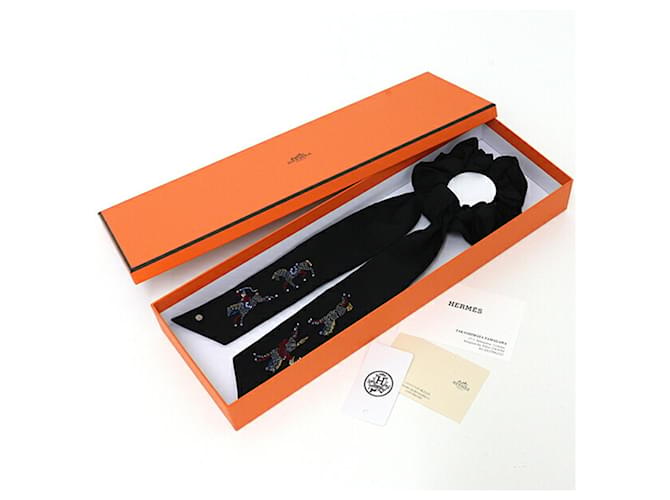 Hermès Scrunchie Hermes Night Parade Clou de Selle Nero Multicolore - vista 2