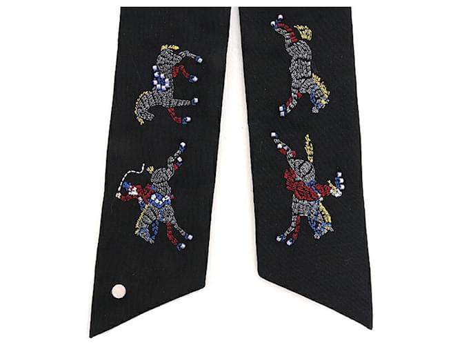 Hermès Scrunchie Hermes Night Parade Clou de Selle Nero Multicolore - vista 4