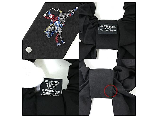 Hermès Scrunchie Hermes Night Parade Clou de Selle Nero Multicolore - vista 6