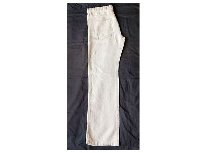Autre Marque Pall Mall Export Constellation Gestreifte Leinen-Weitbeinhose Beige - Ansicht 2