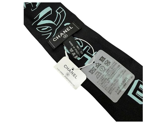 Foulard a nastro in seta Chanel Bandeau Nero Verde - vista 5