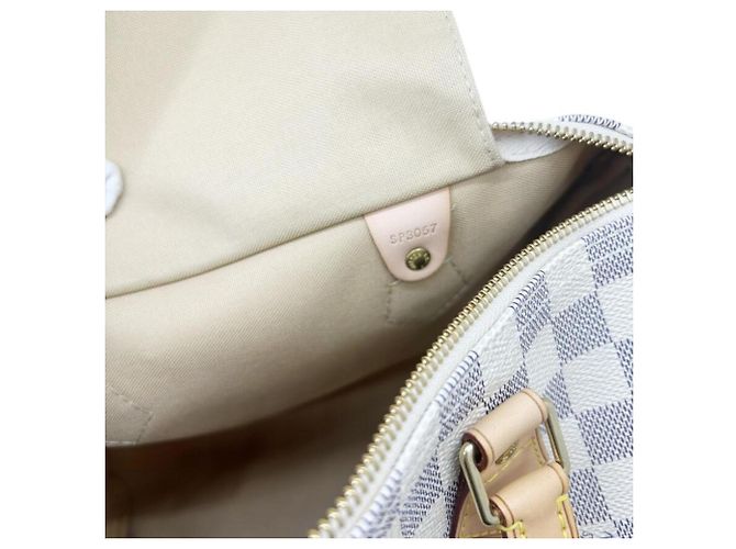 Borsa Louis Vuitton Damier Azur Speedy 30 Bianco - vista 10