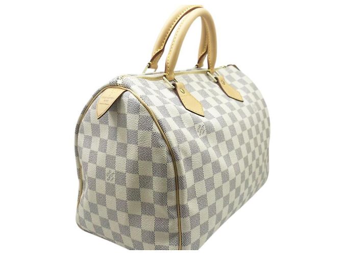 Borsa Louis Vuitton Damier Azur Speedy 30 Bianco - vista 3