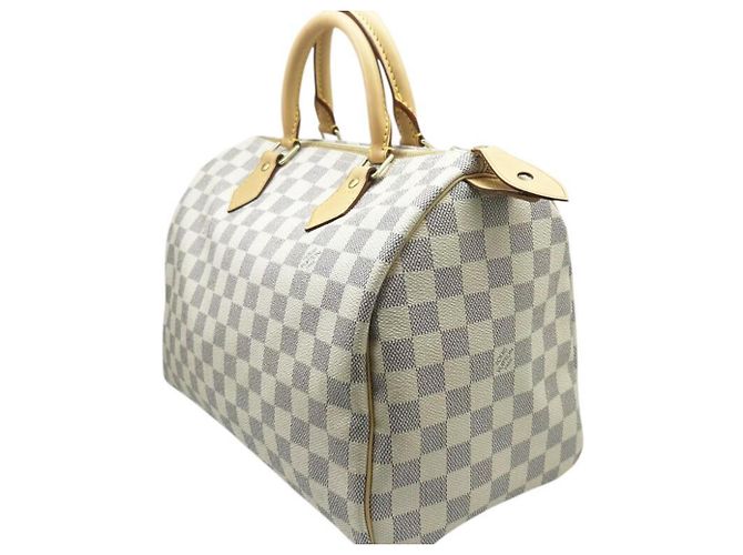 Borsa Louis Vuitton Damier Azur Speedy 30 Bianco - vista 4
