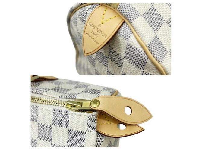 Borsa Louis Vuitton Damier Azur Speedy 30 Bianco - vista 8
