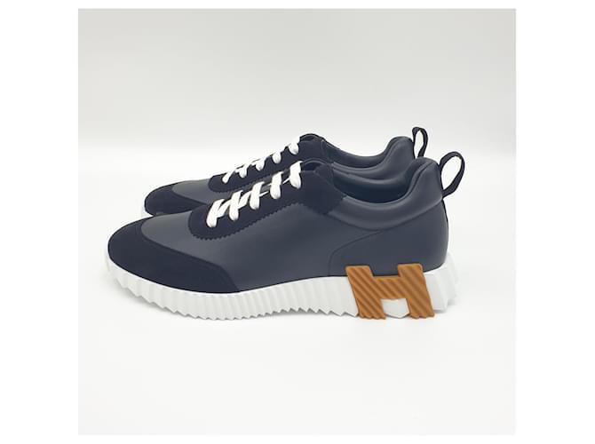 Hermès Bouncing Sneaker in pelle di vitello e scamosciato Nero Arancione - vista 2