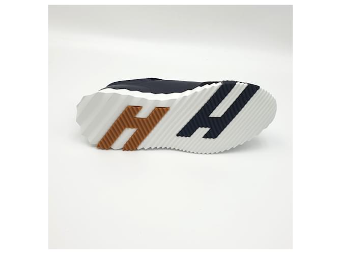 Hermès Bouncing Sneaker in pelle di vitello e scamosciato Nero Arancione - vista 4
