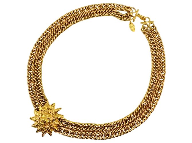 Collana Choker Chanel Vintage Gold D'oro - vista 2