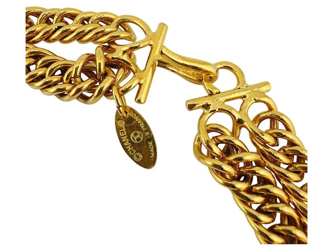 Collana Choker Chanel Vintage Gold D'oro - vista 3