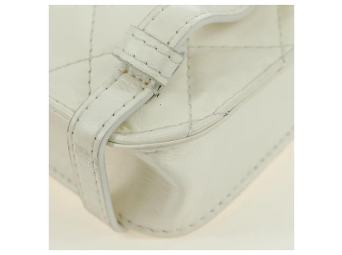 CHANEL Matelasse Chain Shoulder Bag Leather 2way White Gold CC Auth 179581SAM Bianco D'oro - Ansicht 17