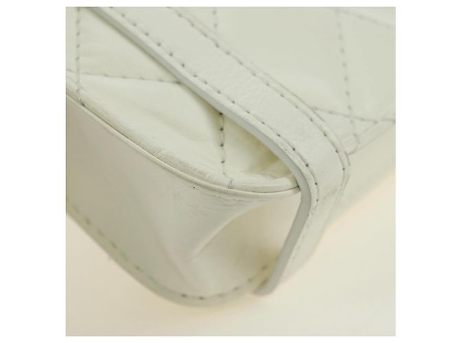 CHANEL Matelasse Chain Shoulder Bag Leather 2way White Gold CC Auth 179581SAM Bianco D'oro - Ansicht 18