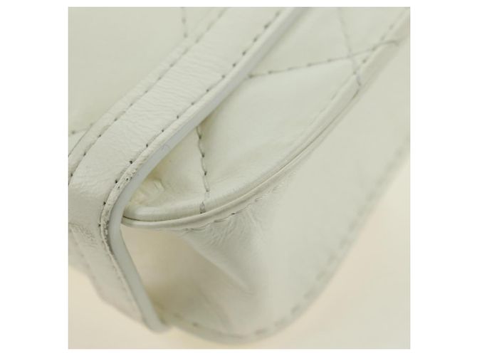 CHANEL Matelasse Chain Shoulder Bag Leather 2way White Gold CC Auth 179581SAM Bianco D'oro - Ansicht 19
