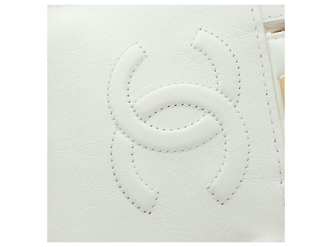 CHANEL Matelasse Chain Shoulder Bag Leather 2way White Gold CC Auth 179581SAM Bianco D'oro - Ansicht 23