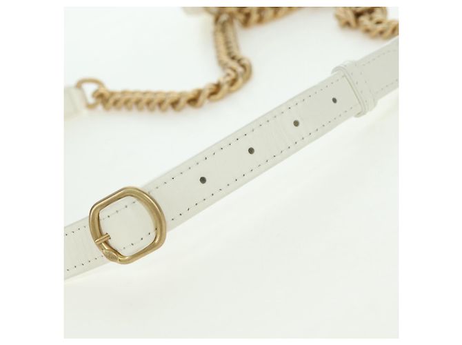 CHANEL Matelasse Chain Shoulder Bag Leather 2way White Gold CC Auth 179581SAM Bianco D'oro - vista 8