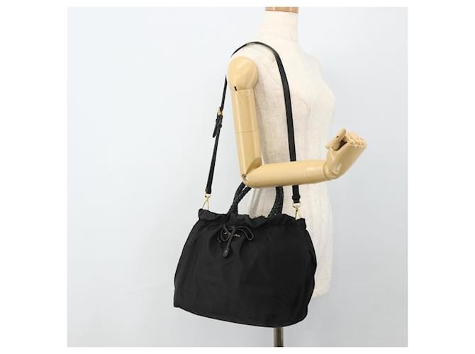 Borsa PRADA Nylon 2way Nera Oro Auth ka4261 Nero D'oro - vista 23