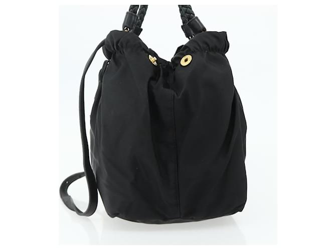 Borsa PRADA Nylon 2way Nera Oro Auth ka4261 Nero D'oro - vista 4