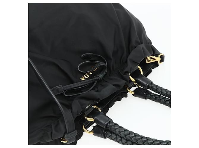 Borsa PRADA Nylon 2way Nera Oro Auth ka4261 Nero D'oro - vista 6