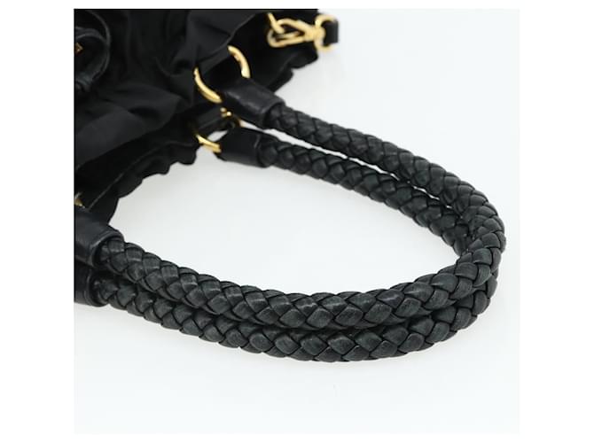 Borsa PRADA Nylon 2way Nera Oro Auth ka4261 Nero D'oro - vista 7