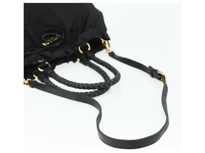 Borsa PRADA Nylon 2way Nera Oro Auth ka4261 Nero D'oro - vista 9