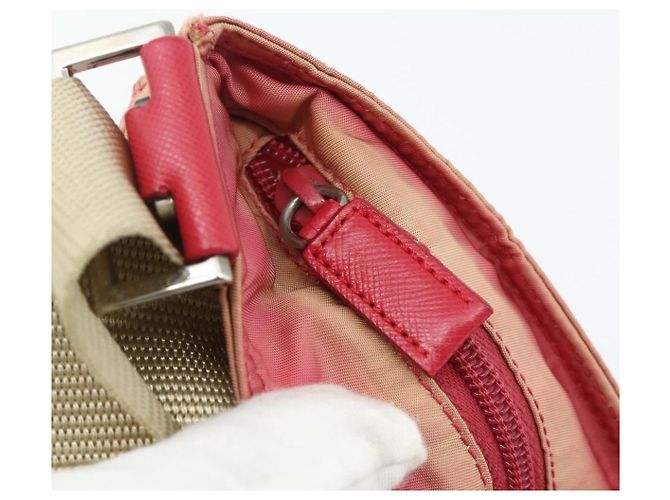 Bolsa de Ombro PRADA Nylon Rosa Prata Auth 179353 - vista 10
