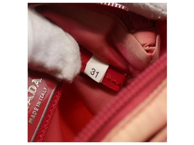 Bolsa de Ombro PRADA Nylon Rosa Prata Auth 179353 - vista 12
