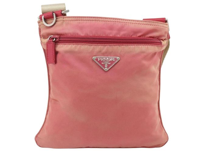 Bolsa de Ombro PRADA Nylon Rosa Prata Auth 179353 - vista 13