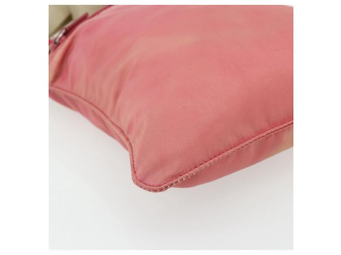Bolsa de Ombro PRADA Nylon Rosa Prata Auth 179353 - vista 14