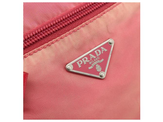 Bolsa de Ombro PRADA Nylon Rosa Prata Auth 179353 - vista 17