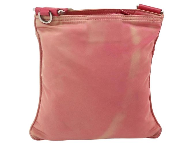 Bolsa de Ombro PRADA Nylon Rosa Prata Auth 179353 - vista 2