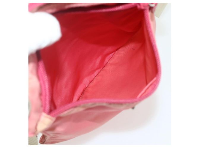 Bolsa de Ombro PRADA Nylon Rosa Prata Auth 179353 - vista 22