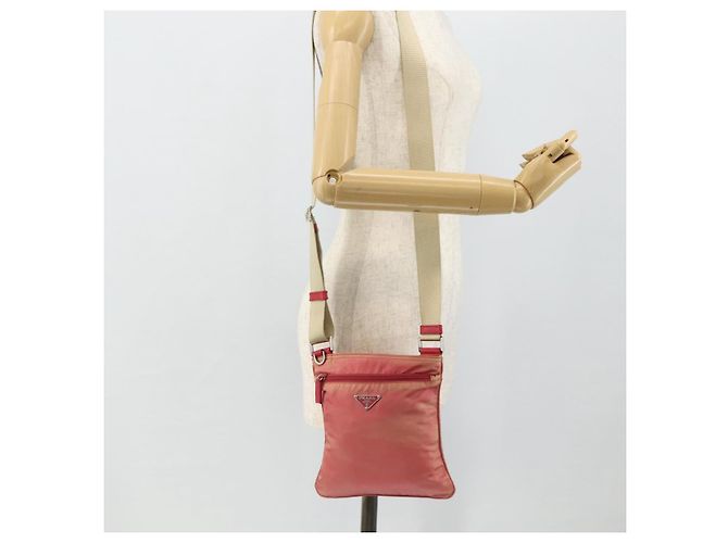 Bolsa de Ombro PRADA Nylon Rosa Prata Auth 179353 - vista 23