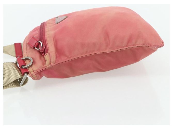 Bolsa de Ombro PRADA Nylon Rosa Prata Auth 179353 - vista 3