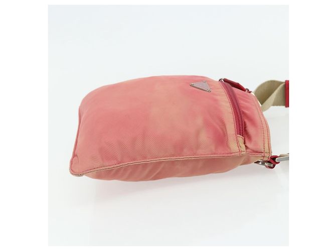Bolsa de Ombro PRADA Nylon Rosa Prata Auth 179353 - vista 4