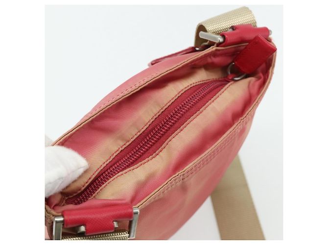 Bolsa de Ombro PRADA Nylon Rosa Prata Auth 179353 - vista 6