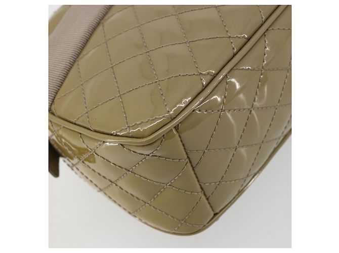 Borsa Salvatore Ferragamo Vala Chain in pelle vernice Silver Beige Auth 179215A Argento - vista 14