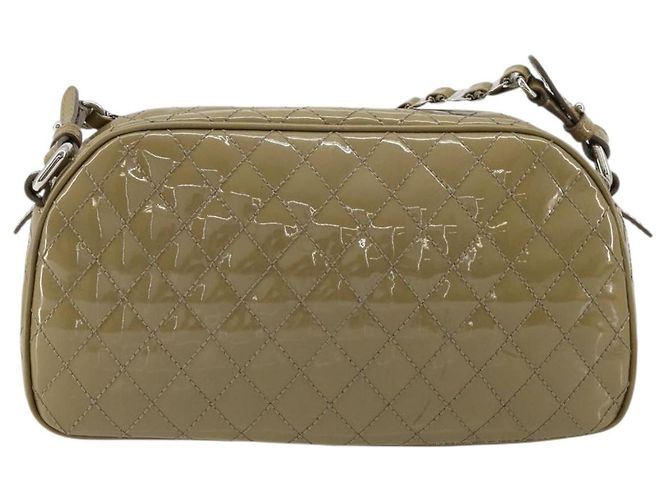 Borsa Salvatore Ferragamo Vala Chain in pelle vernice Silver Beige Auth 179215A Argento - vista 2