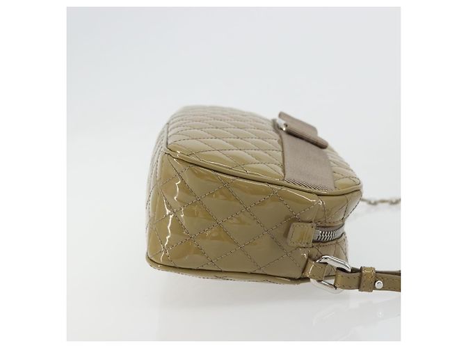 Borsa Salvatore Ferragamo Vala Chain in pelle vernice Silver Beige Auth 179215A Argento - vista 3
