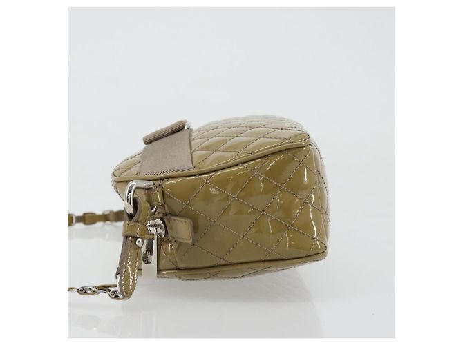 Borsa Salvatore Ferragamo Vala Chain in pelle vernice Silver Beige Auth 179215A Argento - vista 4