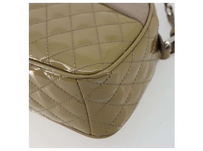 Borsa Salvatore Ferragamo Vala Chain in pelle vernice Silver Beige Auth 179215A Argento - vista 9