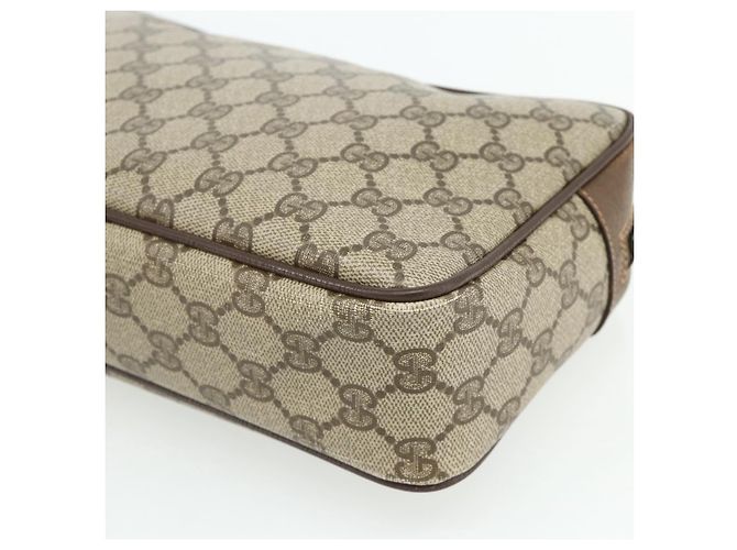 Clutch GUCCI GG Supreme in PVC Beige Marrone Oro 89 01 044 Auth am11575 D'oro - vista 10