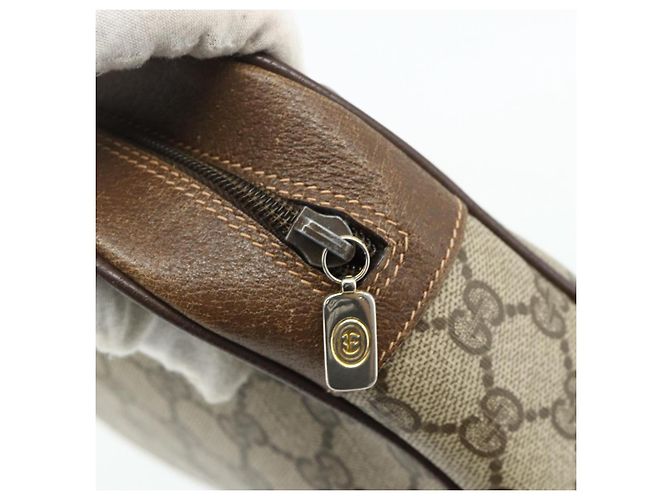 Clutch GUCCI GG Supreme in PVC Beige Marrone Oro 89 01 044 Auth am11575 D'oro - vista 12