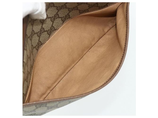 Clutch GUCCI GG Supreme in PVC Beige Marrone Oro 89 01 044 Auth am11575 D'oro - vista 19