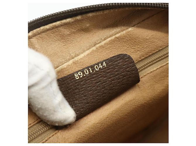 Clutch GUCCI GG Supreme in PVC Beige Marrone Oro 89 01 044 Auth am11575 D'oro - vista 20