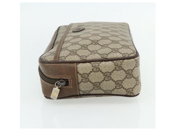 Clutch GUCCI GG Supreme in PVC Beige Marrone Oro 89 01 044 Auth am11575 D'oro - vista 4
