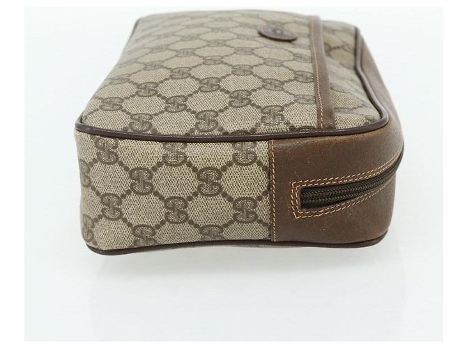 Clutch GUCCI GG Supreme in PVC Beige Marrone Oro 89 01 044 Auth am11575 D'oro - vista 5