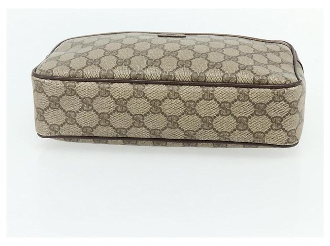 Clutch GUCCI GG Supreme in PVC Beige Marrone Oro 89 01 044 Auth am11575 D'oro - vista 7